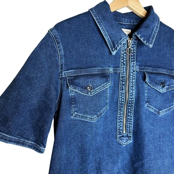 Pilcro Westley Regenerative Cotton Blue Denim Mini Dress Zip Small Short Sleeve - Picture 8 of 15